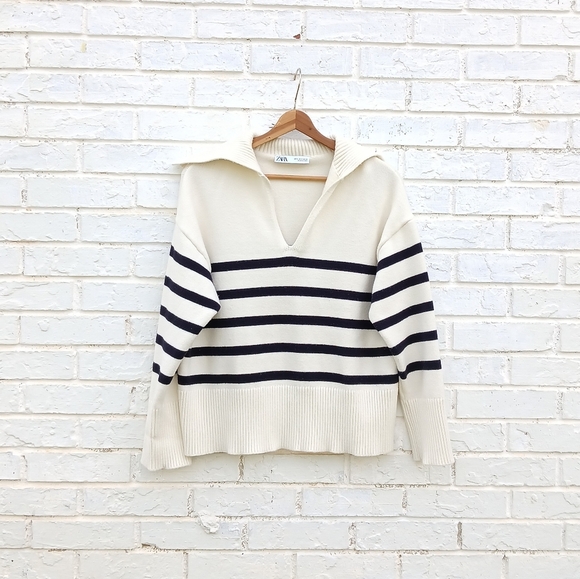 Zara Stripe Pullover Knit Sweater Small - Picture 3 of 7